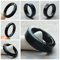 [Sẵn Sàng] Nhẫn Gà Đen Ngọc Vuông Nhẫn Miến Điện Tự Nhiên A-Sản Phẩm Ngọc Đen Gà Vuông Cạnh Nhẫn Ngọc Đen Nguyên Chất