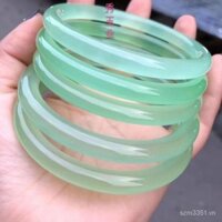 [Sẵn sàng] Phong cách mới Old Pit Ice Jadeite Jade Vòng tay nữ màu xanh nhạt Vòng tay thanh tròn mỏng màu xanh lá cây Thạch anh Vòng tay ngọc bích Vòng tay nữ Đồ trang trí