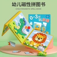 [Sẵn sàng] Sách trò chơi nam châm vui nhộn Đôi cảnh lớn Sách xếp hình từ tính Giáo dục Đồ chơi học tập Sách nam châm cho bé Vương quốc khủng long Giao thông Câu đố Học tập A
