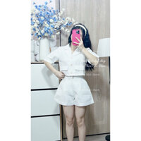 (sẵn) set áo xốp trắng túi hộp kèm short siêu đẹp(hình thật shop Thảo Nhỏ Store chụp phía sau )