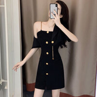 [SẴN ] Set bộ váy 2 dây xích + áo vest ngắn tay hàng nội địa Trung cao cấp