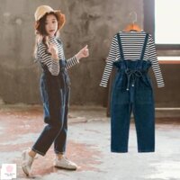 [SẴN, SHIP 24H]  Thời trang bé gái 14 tuổi (size đại)☑️ Set áo dài tay và quần yếm ☑️ yếm quần cho bé gái 12 tuổi