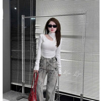 (sẵn ship) Áo thun nữ cổ leo khoét vai chất co giãn mềm mịn siêu xinh