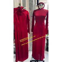 [SẴN SHIP LIỀN, ẢNH THẬT] ÁO DÀI NỮ LỤA ĐỎ TRUYỀN THỐNG KẾT NGỌC TRAI DÀY MỊN CAO CẤP BÊ BƯNG QUẢ, ĐI TIỆC, CƯỚI HỎI