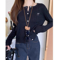 (Sẵn ship)QCCC loại 1 Áo len cardigan vặn thừng thêu nơ siêu mềm mịn 4 màu