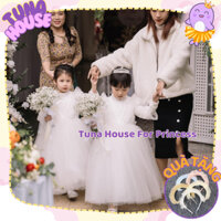 [Sẵn size 9-40kg] Váy đầm xoè công chúa thiết kế cho bé gái làm phù dâu tay ren dáng dài - Tuna House For Princess