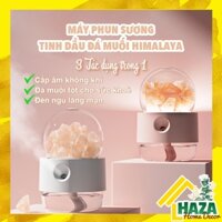 [SẴN TRẮNG) Máy Tạo Ẩm Pha Lê Đá Muối Himalaya Tinh Dầu Để Bàn hình quả cầu pha lê kết hợp đèn ngủ [Haza Home Decor]