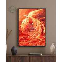 [SẴN] Tranh sơn dầu số hoá tự tô DIY khổ 40x50cm đã căng khung- Tranh Phượng hoàng lửa