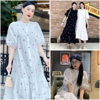 [SẴN] VÁY MAXI TRẮNG THÊU HOA DÁNG DÀI ĐI BIỂN, ĐẦM BẦU MÀU ĐEN (KÈM ẢNH THẬT)