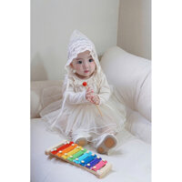 [sẵn] váy trắng phối ren xoè bồng bềnh