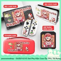 [Sẵn VN - Hỏa Tốc] OLED/V1/V2 Set Bộ Phụ Kiện Case Ốp, Túi, Hộp Đựng Thẻ Game Nintendo Switch Kirby & Mario Co-op