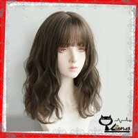 [Sẵn] Wig teen/lolita/cosplay màu đen, nâu tây lưới hoa YK60 - nguyên đầu xoăn sóng ngắn [Miu Cosplay 03]