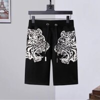 (Sản xuất tại Quảng Châu, Trung Quốc) Chất lượng cao Bán Chạy Dạo Phố Quần Short Quần Short Thông Thường PHILIPP PLEIN PP Quần Cotton Nguyên Chất Thoáng Khí Châu Âu Mỹ Dạo Phố Quần Đi Biển Co Giãn Thoáng Khí