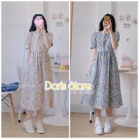 [Sẵn/Ảnh thật] Đầm - Váy Babydoll Hoa Nhí Chất Thô Tay Bồng Dáng Xòe Thắt Nơ Ulzzang