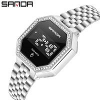 SANDA Fashion Women Watches Crystal Diamond Touch Screen Digital Watch Waterproof Wristwatch For Women Clock LazadaMall