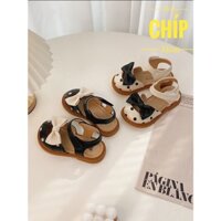 sandal bé giày giày cho bé bít mũi chấm bi đế dẻo nơ nhỏ xinh xắn đen trắng 21 đến 30 QCCC full hộp D13 ( có ảnh thật )