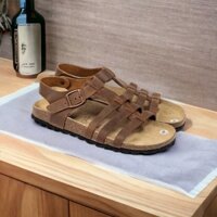 Sandal Birken Đế Trấu Thiết Kế Quai Da Bò Chiến Binh Unisex Nam và Nữ - D12