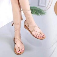 Sandal buộc dây tua rua sợi nhỏ vintage đi biển