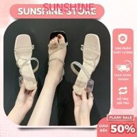 Sandal cao gót 5p đế trong quai dây đính đá Sunshine Store A043