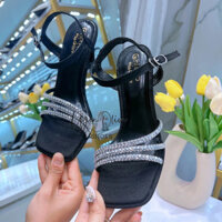 Sandal cao gót 7 phân quai đính đá, Dép cao gót đính đá gót nhọn 7cm Uyên Oliver Shoes mã CD126