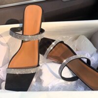 Sandal cao gót bản dây mảnh Huyenanh.shoes99 - Giầy dép nữ hậu bít gót 7 phân 3 màu đen, kem, trắng