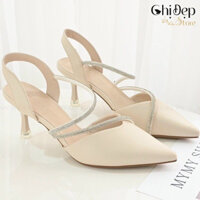 Sandal cao gót bít mũi kết hợp dây đá chéo Chị đẹp store, giày cao gót bít mũi 7 phân mã M52
