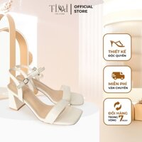 Sandal cao gót đế vuông 5cm quai ngang TM007