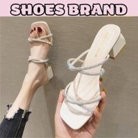 Sandal cao gót, guốc nữ đế vuông quai dây mảnh - mã H07