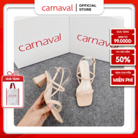 Sandal cao gót nữ Carnaval quai ngang gót vuông cao 6cm bọc da cao cấp - VS13