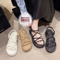 sandal dây chéo nữ đế bằng xịn 3c m quai mảnh thắt nút dép quai hậu học sinh mẫu mới  MINHTUYETSHOES