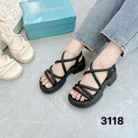 SANDAL DÂY MẢNH ĐAN CHÉO ĐẾ XUỒNG CAO 5CM ĐI HỌC ĐI CHƠI A9