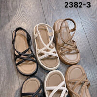 Sandal dây mảnh đan chéo mút mềm ôm chân đế cao 3cm đi học đi chơi A6