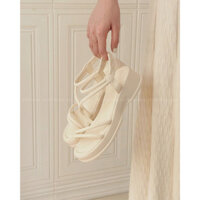 Sandal dây mảnh đế vuông 5cm siêu êm màu đen, kem SOBINAA
