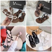 Sandal Dây Mảnh, Giày Sandal Xỏ Ngón Cách Điệu Siêu Xinh đi học đế thấp PHOM NHỎ - Hàng mới về