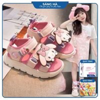 Sandal đế bệt cho bé gái - Dép quai hậu da PU mềm quai chéo đơn giản điệu đà êm chân chống trượt cho bé