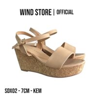 Sandal đế xuồng 7cm, giày đế xuồng đế vân gỗ