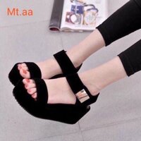 Sandal đế xuồng 7cm nhung