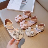 Sandal dép quai hậu bịt mũi trẻ em gắn nơ da mềm chống trượt cho bé gái từ 1 tuổi đến 9 tuổi (W50)Richkidsstore2021