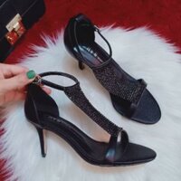 Sandal đính đá gót 6 phân