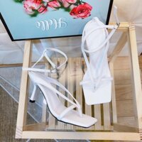 Sandal gót nhọn kiểu xỏ ngón thanh lịch cao 7p màu đen, trắng và nude. Guốc cao gót thời trang mũi vuông