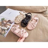 Sandal hồng quai đan chéo đế giày