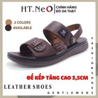 Sandal nam da bò HT.NeO , Dép quai hậu nam đế kếp cao 3,5cm êm mèm tôn dáng tăng chiều cao , lịch sự , thoáng mát SDN896