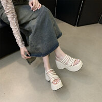 Sandal nhiều dây đế xuồng độn cao 8cm nhẹ siêu êm