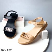 Sandal nữ BITAS Dép quai hậu học sinh trơn đơn giản đế bằng siêu nhẹ SYN257