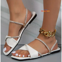 Sandal nữ đế bệt quai ngang phối dây đá thời Trang cao cấp Depvashock có bigsize