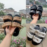 Sandal nữ đế cao 2 quai da phồng mới ..2 quai cài trên có khuy bấm