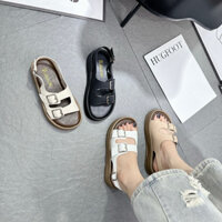 Sandal nữ đế nâu cao 5cm khuy cài MS0128