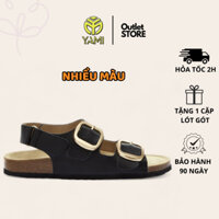 Sandal nữ đế trấu, Dép quai hậu nữ đế trấu hai quai ngang có khóa hông nhẹ êm chân, Dép hàng hiệu xuất dư YAMI shop