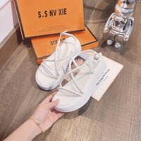Sandal nữ giày xăng đan nữ quai chéo quai hậu mềm nhẹ đế cao 4 phân thời trang