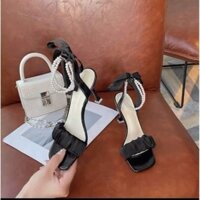 Sandal nữ gót nhọn cao 7cm quai đính ngọc thắt nơ thời trang -n151